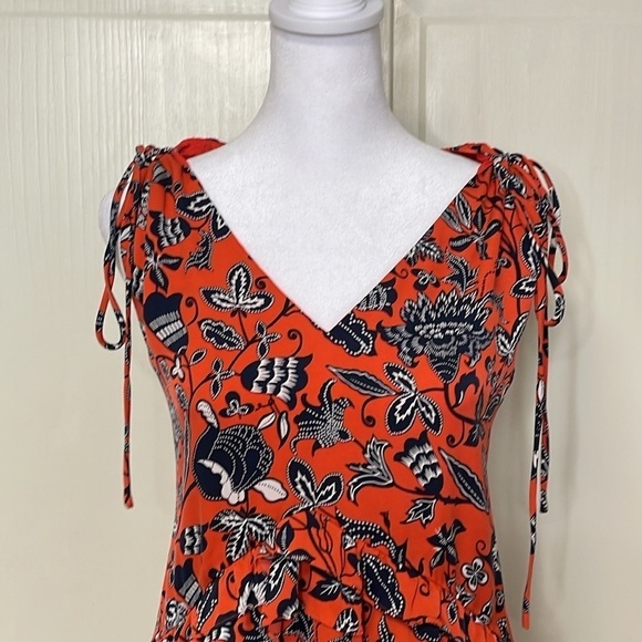NORDSTROM Signature Women’s Silk Red Paprika Indio Floral Dress Size 8 - Picture 2 of 9